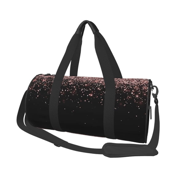 Rocae Rose Gold Glitter1 Print Round Travel Duffel Bag and Fitness Bag, Women's Waterproof Weekend Tote, Men's Travel and Fitness Essentials