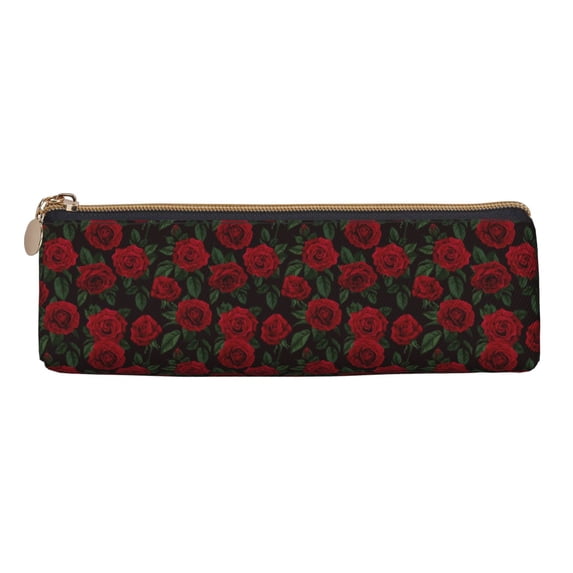 Rocae Rose for Leather Pencil Case - Zippered Pen Case Stationery Bag Zipper Pouch Pencil Holder For Men Women Businessmen And Artists