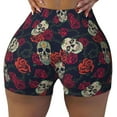 thumbnail image 1 of Rocae Roses Skulls for Women's Quick-Dry Running Shorts,Ladies Active Athletic Apparel Yoga Workout Gym Running Volleyball Spandex Shorts Small, 1 of 9