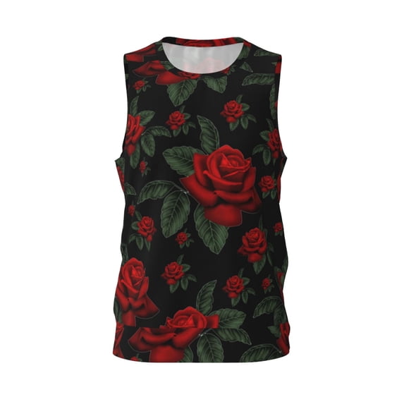 Rocae Roses for Men's Basketball Jersey Lightweight and Breathable Athletic Tank Top,Quick-Drying Sports Jersey Large