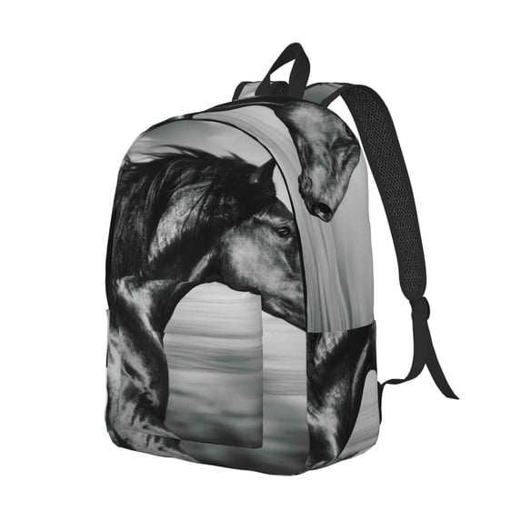 Rocae Running Horse for Durable Canvas Backpack Leisure Large Bag Travel Rucksack Multi-function Backpack Small