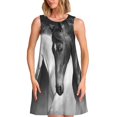 thumbnail image 1 of Rocae Running horses for Sleeveless Dresses Summer Casual Ruffle Sleeveless Cute Crew Neck Flowy Dress with Pockets, 1 of 7