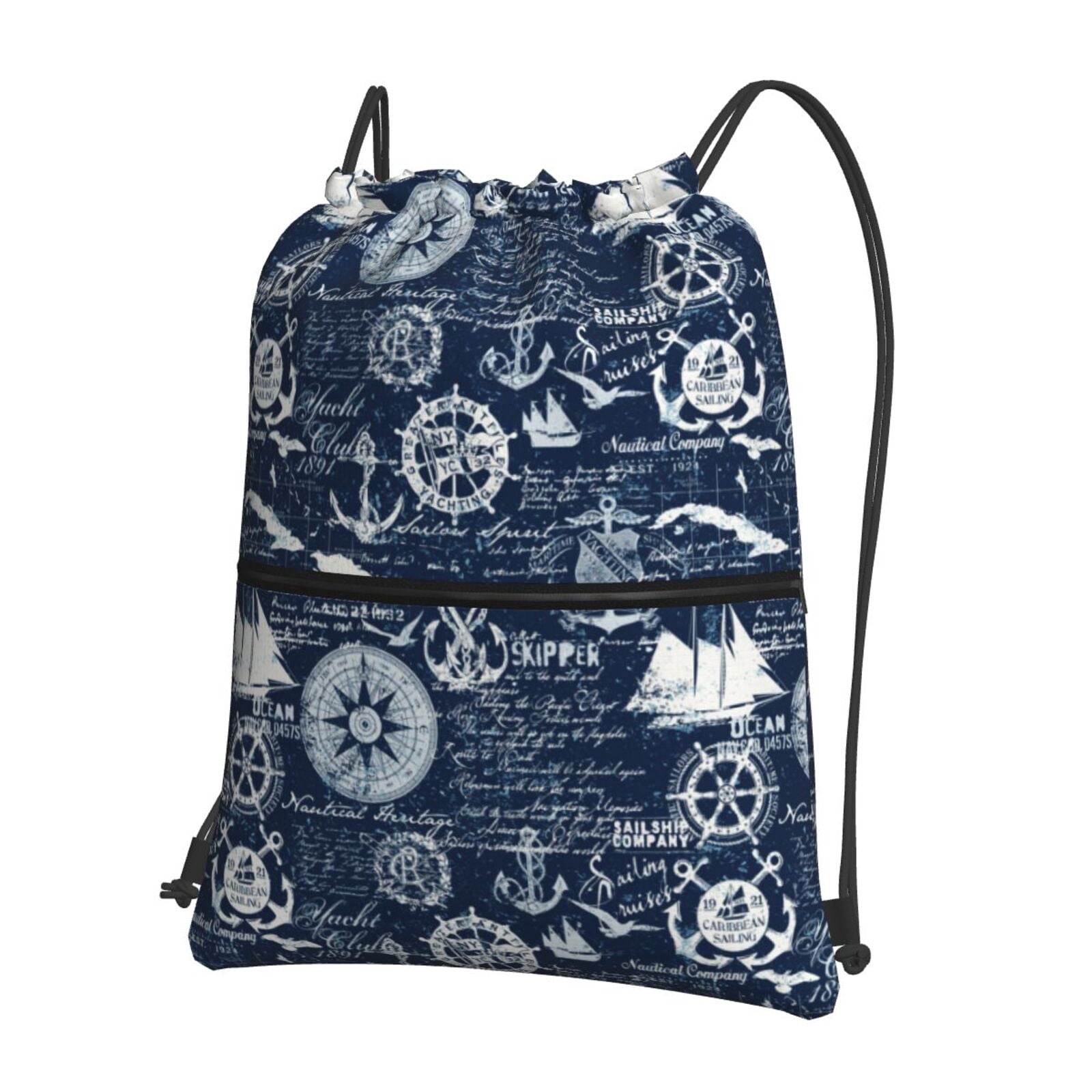 Rocae Sailing Cruises Nautical for Drawstring zipper Backpack Gym ...