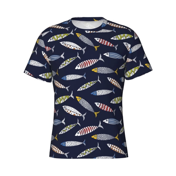 Rocae Sardine for Men's Moisture-Wicking Crew Tee - T-Shirt for Sports, Outdoor Activities, and Casual WearX-Large