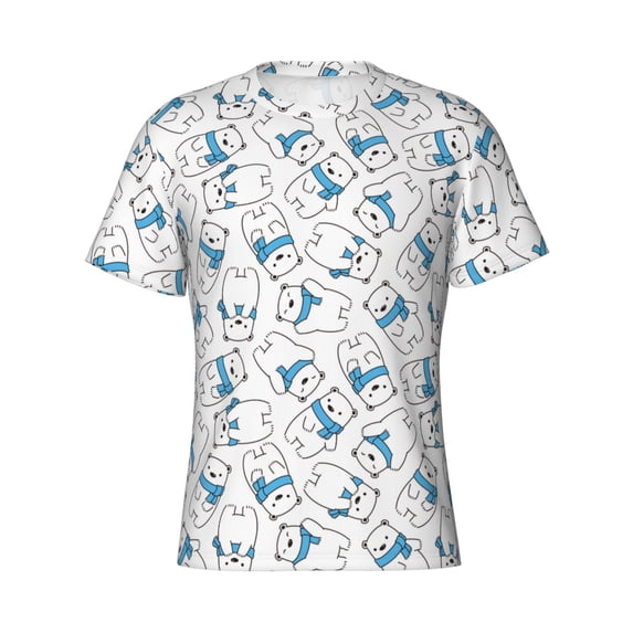 Rocae Scarf Bear for Men's Moisture-Wicking Crew Tee - T-Shirt for Sports, Outdoor Activities, and Casual WearX-Large