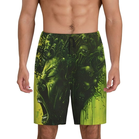 Rocae Screaming Horror Art for Men's Soft Sleep Pajama Shorts, Waistband and Pockets-XX-Large