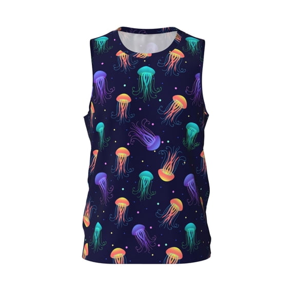 Rocae Sea Jellyfish for Men's Basketball Jersey Lightweight and Breathable Athletic Tank Top,Quick-Drying Sports Jersey Medium