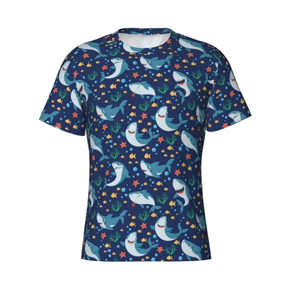 Rocae Sea Sharks for Men's Moisture-Wicking Crew Tee - T-Shirt for Sports, Outdoor Activities, and Casual WearXX-Large