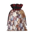 thumbnail image 1 of Rocae Sea Shells Print Christmas Drawstring Linen Gift Bag with Drawstrings Treat Bag Goody Present Bags for Christmas Party Favor, 1 of 8