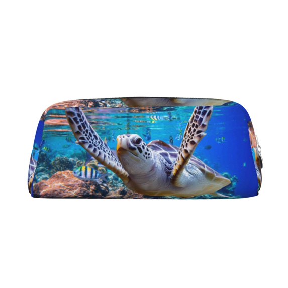 Rocae Sea Turtle Swims for Multifunctional Pen Organizer with Zipper Closure, Ideal for Tools, Gadgets, Cosmetics, Stationary,Travel Accessary