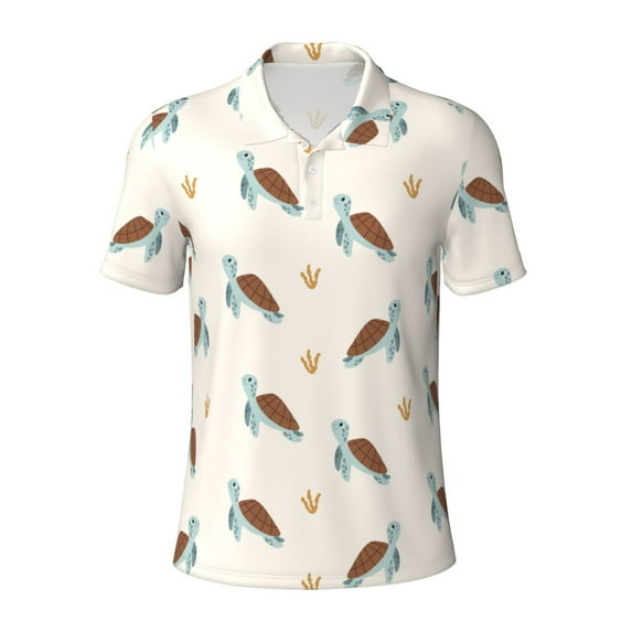 Rocae Sea Turtle for Men's Short Sleeve Polo Shirt, Quick Drying Performance Moisture Wicking Sports Men's Golf Shirt XX-Large