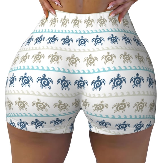Rocae Sea Turtle for Women's Quick-Dry Running Shorts,Ladies Active Athletic Apparel Yoga Workout Gym Running Volleyball Spandex Shorts Large