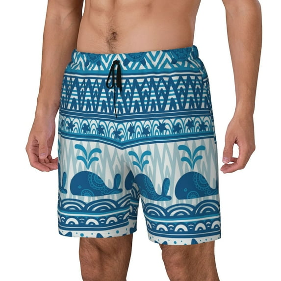 Rocae Sea Underwater Animals for Men's Swim Trunks Quick Dry With Two Side Pockets and One Lined Patch Pocket3X-Large