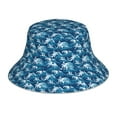 thumbnail image 1 of Rocae Sea Water Wave for reflective Bucket Hat for Men Women Summer Beach Travel Summer Cap, 1 of 6