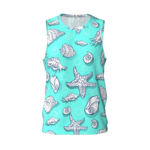 Rocae Seashell And Starfish for Men's Basketball Jersey Lightweight and Breathable Athletic Tank Top,Quick-Drying Sports Jersey Medium