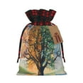 thumbnail image 1 of Rocae Seasonal Tree Reflection Print Christmas Drawstring Linen Gift Bag with Drawstrings Treat Bag Goody Present Bags for Christmas Party Favor, 1 of 8