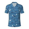 thumbnail image 1 of Rocae Sharks on White Blue Striped for Men's Short Sleeve Polo Shirt, Quick Drying Performance Moisture Wicking Sports Men's Golf Shirt Small, 1 of 9