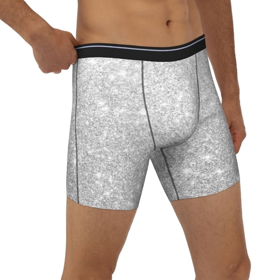 Rocae Silver Glitter for Stretch Moisture-Wicking Underwear,Men's Underwear Boxer Briefs Medium