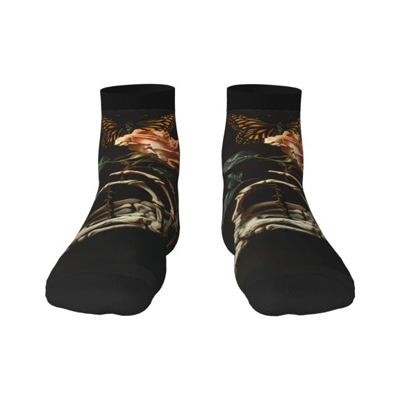 Rocae Skeleton Hand Rose Butterfly for Premium Adult Socks,Comfortable, Breathable, and Durable Socks, Perfect for Everyday Wear
