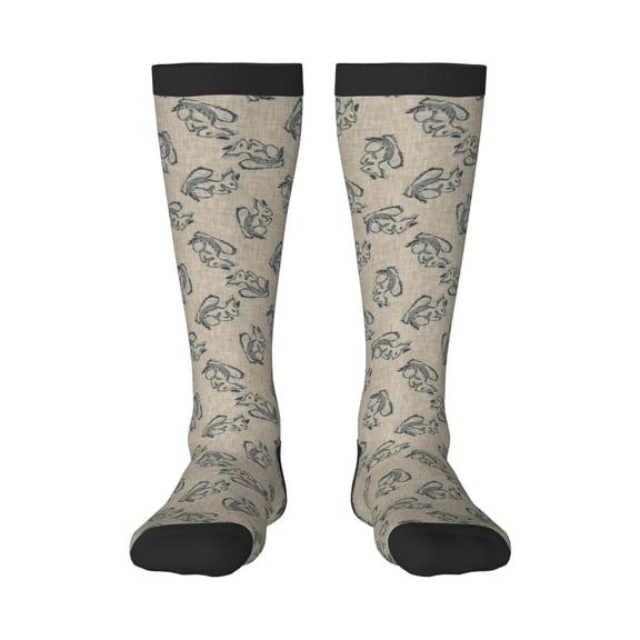 Rocae Sketch Squirrels Linen for Novelty Casual compression Socks For Women Men Contrast Color Stockings