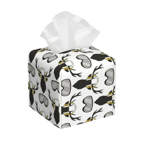 Rocae Ski Goggles Moose Music Picture for High-grade Leather Tissue Box,Office Tissue Box,Tissue Box Cover Square 5.2×5.2×5.2