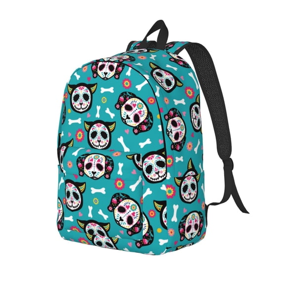 Rocae Skull Cat for Canvas College Laptop Backpack for Men Women-Small