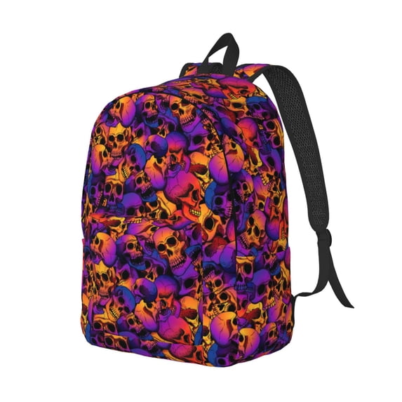 Rocae Skull for Durable Canvas Backpack Leisure Large Bag Travel Rucksack Multi-function Backpack