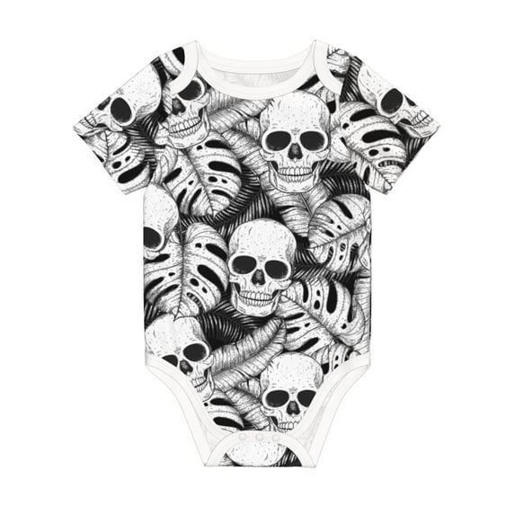 Rocae Skull and palm leaves for Baby Climbing Clothes Soft Baby Romper for Active Infants Comfortable and Breathable Crawling Jumpsuit Unisex Baby Outfit 9M