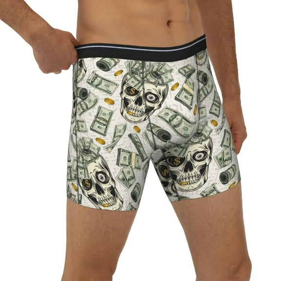Rocae Skull with Cash for Stretch Moisture-Wicking Underwear,Men's Underwear Boxer Briefs X-Large