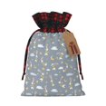 thumbnail image 1 of Rocae Sleep Rabbit Print Christmas Drawstring Linen Gift Bag with Drawstrings Treat Bag Goody Present Bags for Christmas Party Favor, 1 of 8