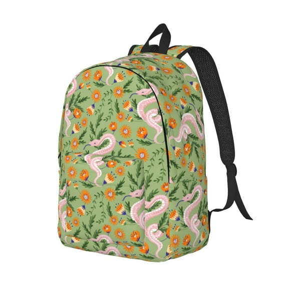 Rocae Snake And Floral for Durable Canvas Backpack Leisure Large Bag Travel Rucksack Multi-function Backpack Medium
