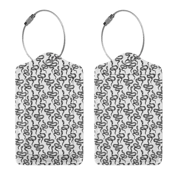 Rocae Snake for Leather Luggage Baggage Tags ID Label Privacy Cover ID Label with Stainless Steel Loop and Address Card