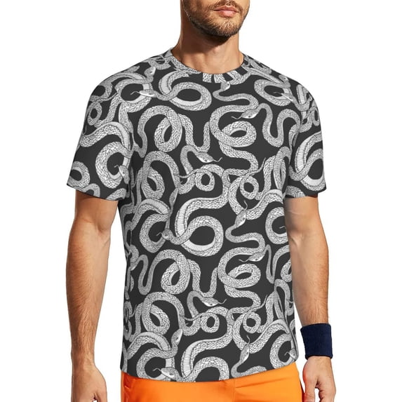 Rocae Snake for Men's Mesh Quick-Dry Short Sleeve Workout T-Shirt,Mens Crew Neck Tee Lightweight Soft Classic T Shirts 5X-Large