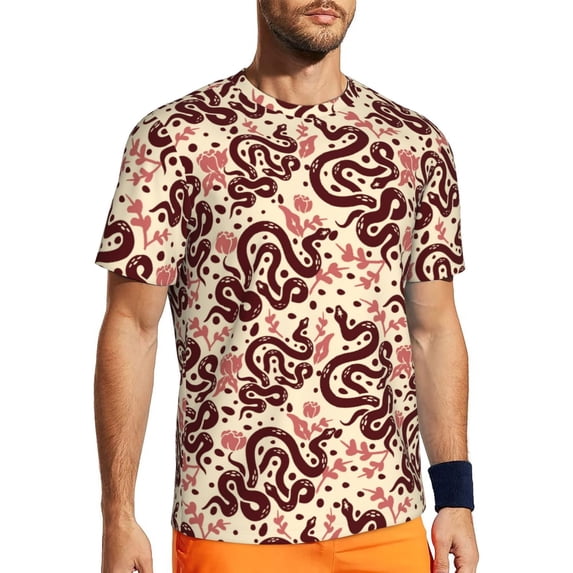 Rocae Snake for Men's Mesh Quick-Dry Short Sleeve Workout T-Shirt,Mens Crew Neck Tee Lightweight Soft Classic T Shirts X-Large