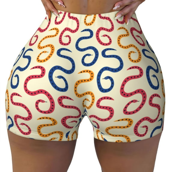 Rocae Snake for Women's Quick-Dry Running Shorts,Ladies Active Athletic Apparel Yoga Workout Gym Running Volleyball Spandex Shorts Small