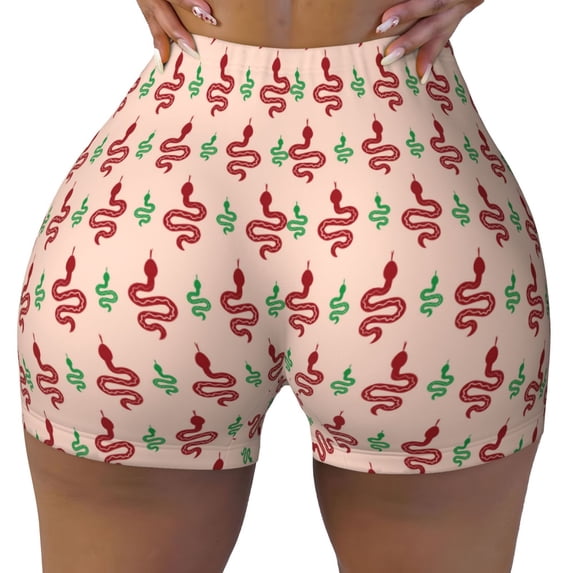 Rocae Snake for Women's Quick-Dry Running Shorts,Ladies Active Athletic Apparel Yoga Workout Gym Running Volleyball Spandex Shorts