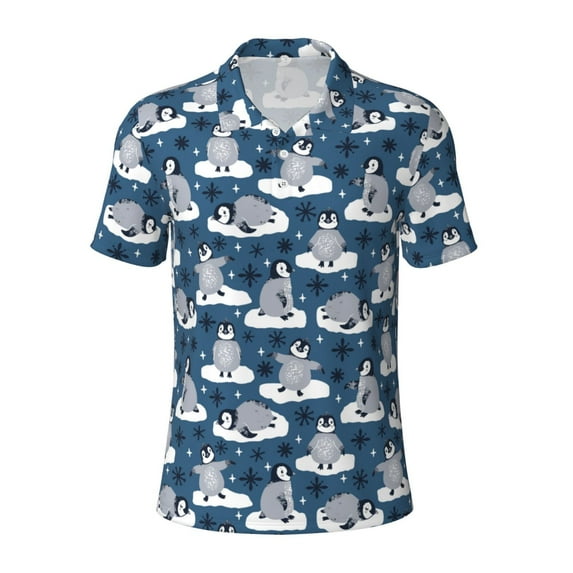 Rocae Snow Penguin for Men's Short Sleeve Polo Shirt, Quick Drying Performance Moisture Wicking Sports Men's Golf Shirt 3X-Large