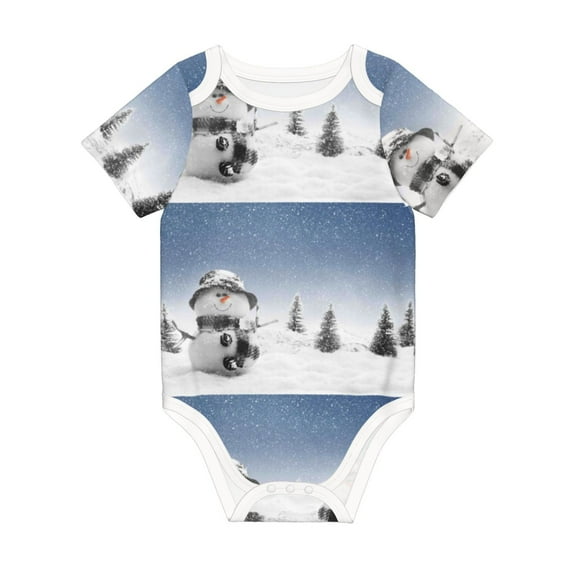 Rocae Snowman And Christmas Tree for Baby Climbing Clothes Soft Baby Romper for Active Infants Comfortable and Breathable Crawling Jumpsuit Unisex Baby Outfit 3 Months