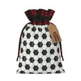 thumbnail image 1 of Rocae Soccer Print Christmas Drawstring Linen Gift Bag with Drawstrings Treat Bag Goody Present Bags for Christmas Party Favor, 1 of 8