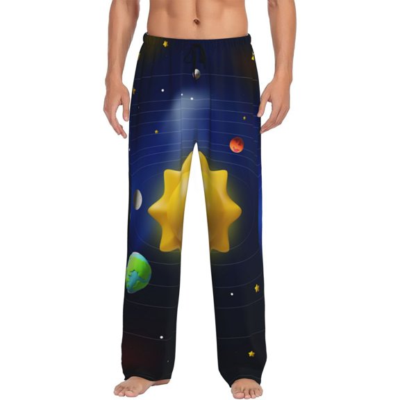 Rocae Solar System Mens Pajama Pants Pj Pants Mens Lounge Pants-XX-Large