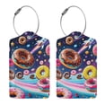thumbnail image 1 of Rocae Space Colorful Donut for Leather Luggage Baggage Tags ID Label Privacy Cover ID Label with Stainless Steel Loop and Address Card, 1 of 5
