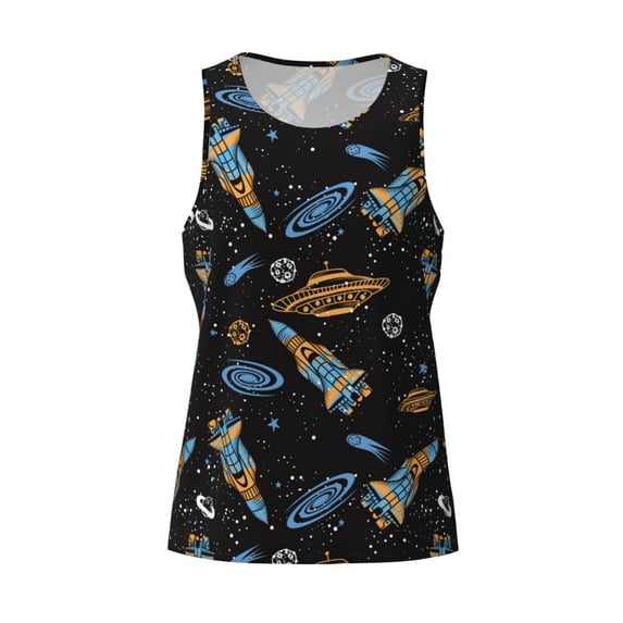 Rocae Space Rocket for Men's Workout Tank Top Men's Running Tank Top Dry Fit Athletic Workout Tank TopsSmall