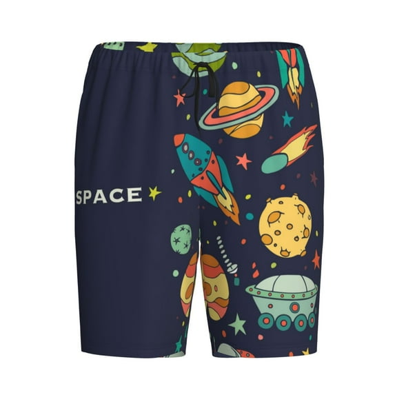 Rocae Space for Men's Soft Sleep Pajama Shorts, Waistband and Pockets
