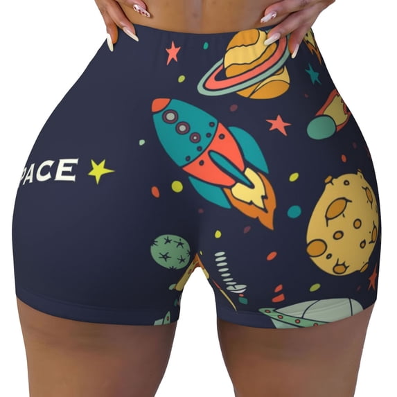 Rocae Space for Women's Quick-Dry Running Shorts,Ladies Active Athletic Apparel Yoga Workout Gym Running Volleyball Spandex Shorts Small