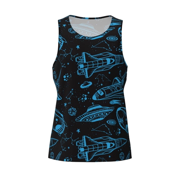 Rocae Spacecraft for Men's Workout Tank Top Men's Running Tank Top Dry Fit Athletic Workout Tank Tops4X-Large
