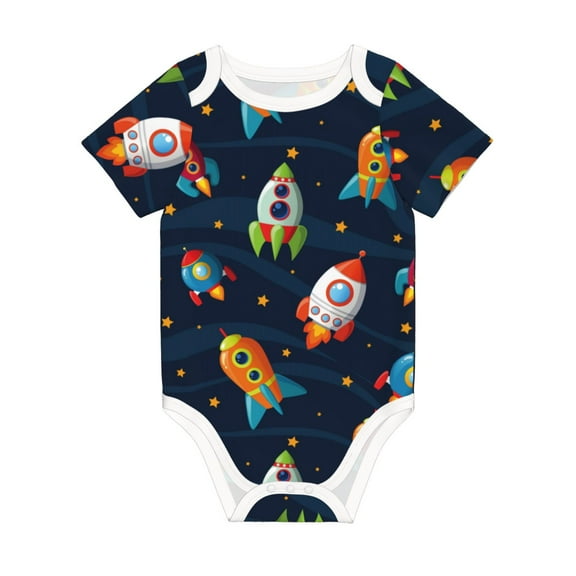 Rocae Spaceships and Stars for Baby Climbing Clothes Soft Baby Romper for Active Infants Comfortable and Breathable Crawling Jumpsuit Unisex Baby Outfit 12 Months