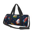 thumbnail image 1 of Rocae Spaceships and Stars Print Round Travel Duffel Bag and Fitness Bag, Women's Waterproof Weekend Tote, Men's Travel and Fitness Essentials, 1 of 8
