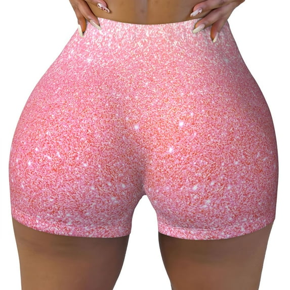 Rocae Sparkly Glitter for Women's Quick-Dry Running Shorts,Ladies Active Athletic Apparel Yoga Workout Gym Running Volleyball Spandex Shorts X-Large