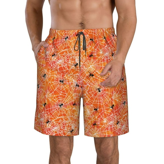 Rocae Spider for Men's Beach Shorts Casual Elastic Waist Drawstring Summer Beach Shorts,S-3XL-Large