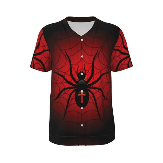 Rocae Spider on the Web for Breathable Men's Baseball T-Shirt Fashionable Casual Baseball Jersey, Moisture-wicking Sportswear Small